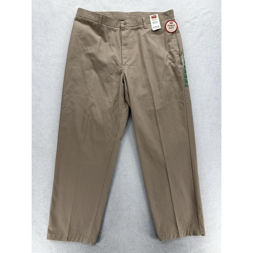 Wrangler Five Star Khaki Pants Mens 40x32 Beige Flat Front Wrinkle Free Work NWT